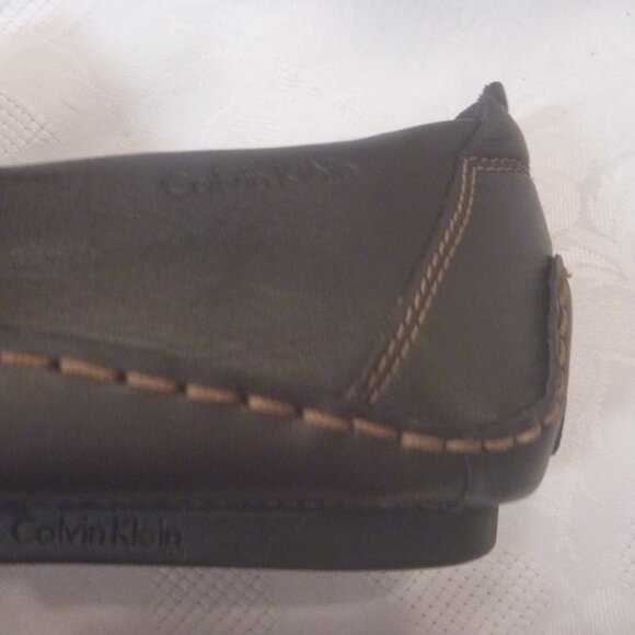 New Calvin Klein Men 13 M Driver Loafer Shoe Moccasin Brown Leather Nappa - Picture 10 of 11